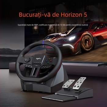 Lashda V900 Gen2 Volan de joc pentru simulator de curse – interfață USB, material ABS, vibrație, compatibil cu PC, PS3, PS4, Xbox