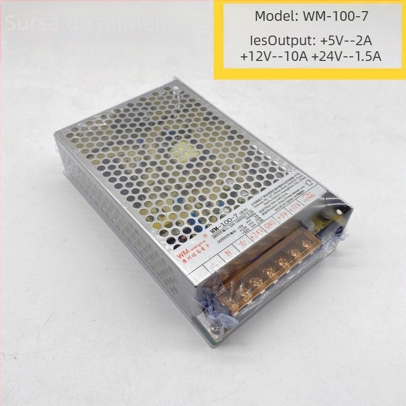 Power Box WM-100-7 pentru aparate arcade, ieșiri 5V/12V/24V, carcasă din aliaj, greutate 0,4 kg