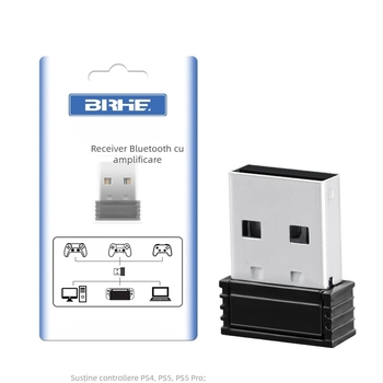 Receiver Bluetooth pentru gamepad — interfață USB; conectare Bluetooth directă; vibrații; compatibil PS5/PS4/Switch/PC; model M01