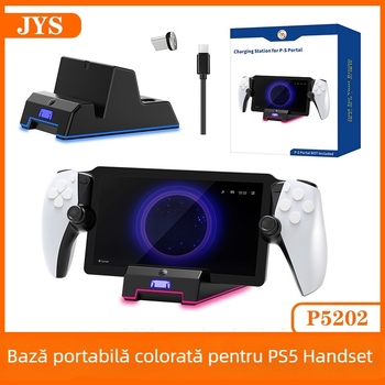Bază magnetică de încărcare pentru PS5 Portal pentru handset PS5 Portal, cu efecte de lumini colorate