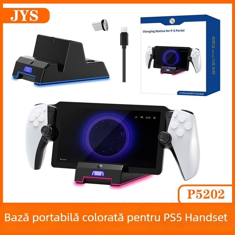 Bază magnetică de încărcare pentru PS5 Portal pentru handset PS5 Portal, cu efecte de lumini colorate