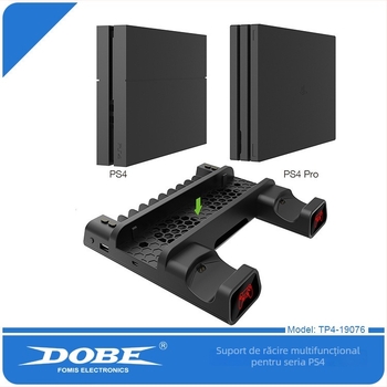 PS4/SLIM/PRO Bază multifuncțională de răcire cu încărcător USB pentru controlere, LED și raft de depozitare - ABS