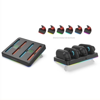 DOBE TNS-3160 Suport de Încărcare Switch2 pentru Manete Stânga și Dreapta - Patru în Unu cu Iluminare RGB