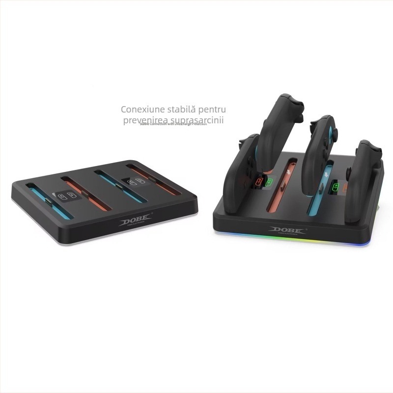 DOBE TNS-3160 Suport de Încărcare Switch2 pentru Manete Stânga și Dreapta - Patru în Unu cu Iluminare RGB