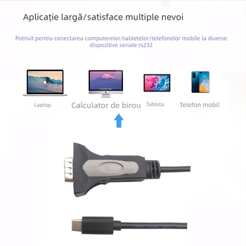 Cablu serial Type-C la DB9 RS232, adaptor USB-C, protocol RS232, miez de cupru pur, izolație PVC