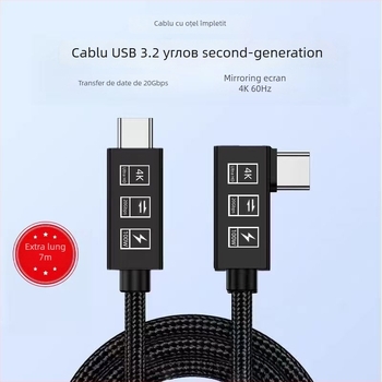 Neutral cablu de date USB 3.2 cu funcționalitate completă, cu capete USB-C duale, Rohs certificat, miez din cupru placat cu tin, material conductor TPES