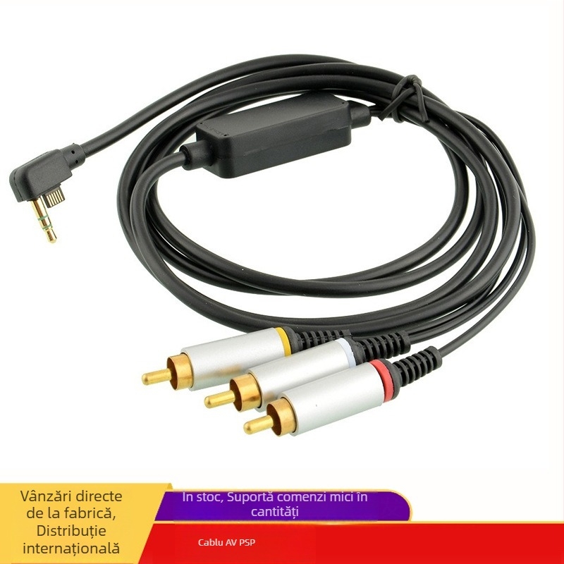 Cablu A/V PSP pentru PSP 2000/3000 — cablu audio/video AV, nucleu din oțel acoperit cu cupru, izolație PVC, greutate 100 g