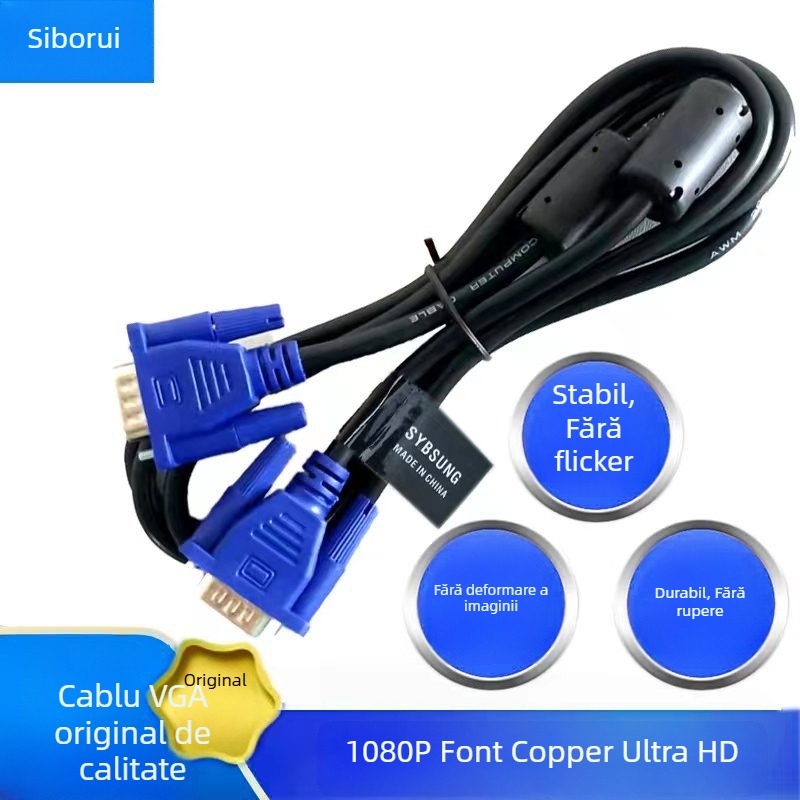 Cablu VGA3+6 pentru computer și proiector – adaptor, nucleu din cupru, certificat CCS