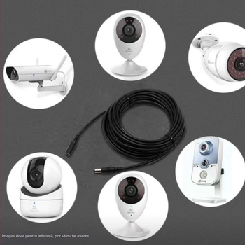 Cablu de extindere a alimentării DC5521 cu mufa rotundă pentru camere de securitate – compatibil cu Hikvision EzViz, TP-Link, Dahua – lungimi: 1m, 3m, 5m, 10m