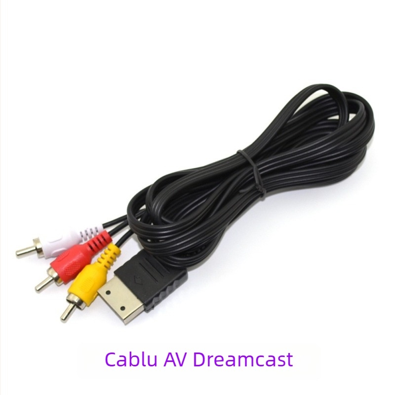 Cablu AV Sega Dreamcast – cablu AV audio/video (model: Sega Dreamcast 128 AV cable; linie de conectare: AV audio and video cable; echipament compatibil: consola Sega Dreamcast; material miez: copper clad steel wire; material cablu: PVC)