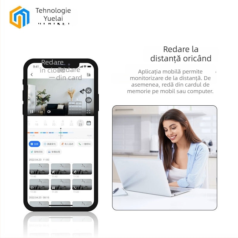 A9 Cameră de supraveghere wireless pentru casă, 1080P, Vedere de noapte, Wi-Fi, Înregistrare video și Fotografii