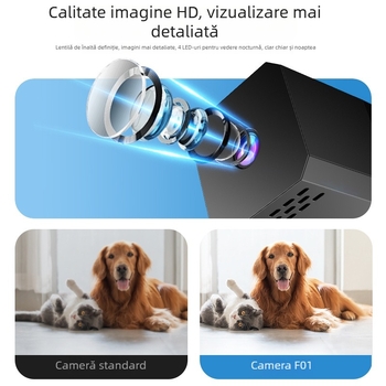 F1 Cameră wireless de interior, WiFi HD, monitorizare la distanță, stocare pe card TF, 1 MP