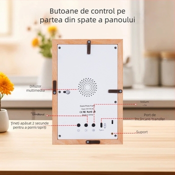 Ramă foto digitală de 7 inchi cu WiFi, redare video, 8 GB stocare, suport card TF