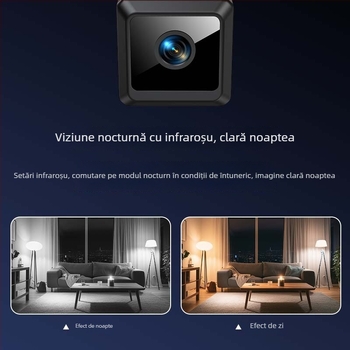 Camera W02 pentru securitatea casei, Full HD 1080p, obiectiv ultra-wide, Wi-Fi, stocare pe card TF
