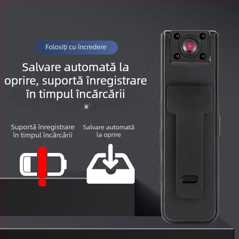 A9 cameră clip de buzunar, video 1080P, senzor 1.0 MP, stocare până la 128 GB, baterie 180 min