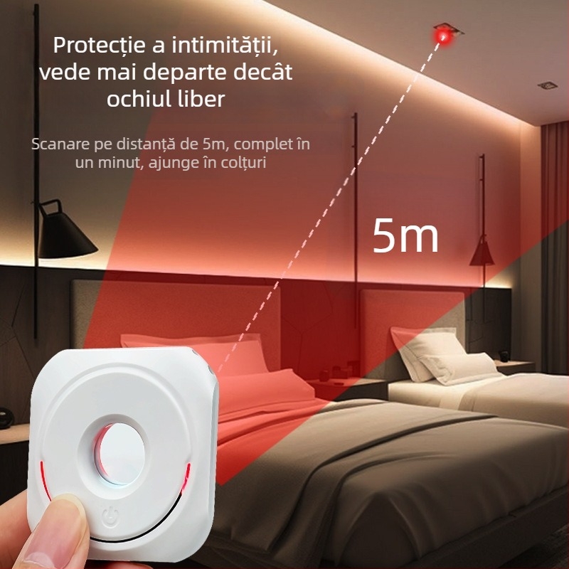 Detector pentru camere ascunse cu senzor infraroșu — detector portabil USB, wireless, 0-2000 MHz, rază de 5 m
