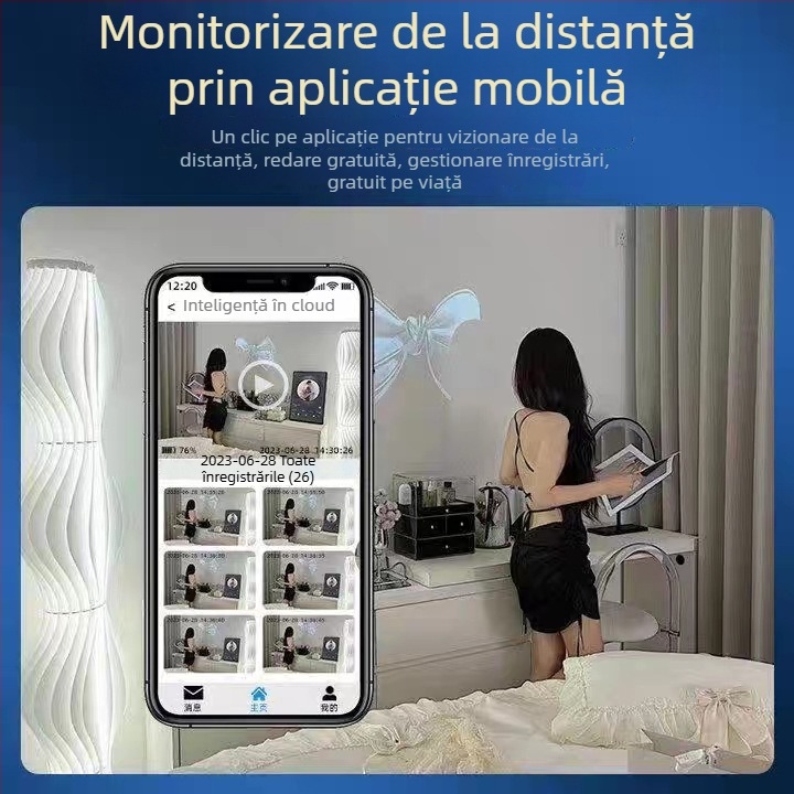Cameră inteligentă cu 1080p, vizionare nocturnă, stocare în cloud, control prin aplicația mobilă, obiectiv 3,6 mm