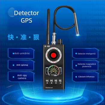 Detector de camere fără fir K68, cu alarmă infraroasă vibrațională, interval de detecție 1-8000 MHz și alimentare 110-220V