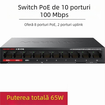 Mercury MSG10CPS Switch PoE 10 porturi, Fast Ethernet 100Mbps, alimentare PoE 65W, model MS10CPS