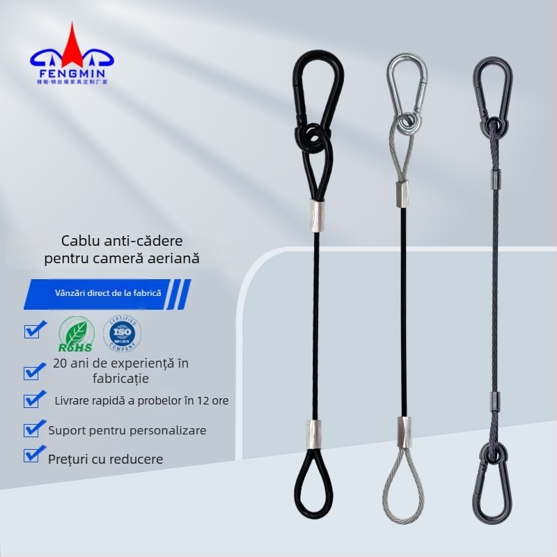 Funie din oțel inoxidabil pentru ridicare cameră la înălțime – cablu fix anti-cadere, structură 7×7, material 304, rezistență la tracțiune 90 kg, desene personalizate disponibile