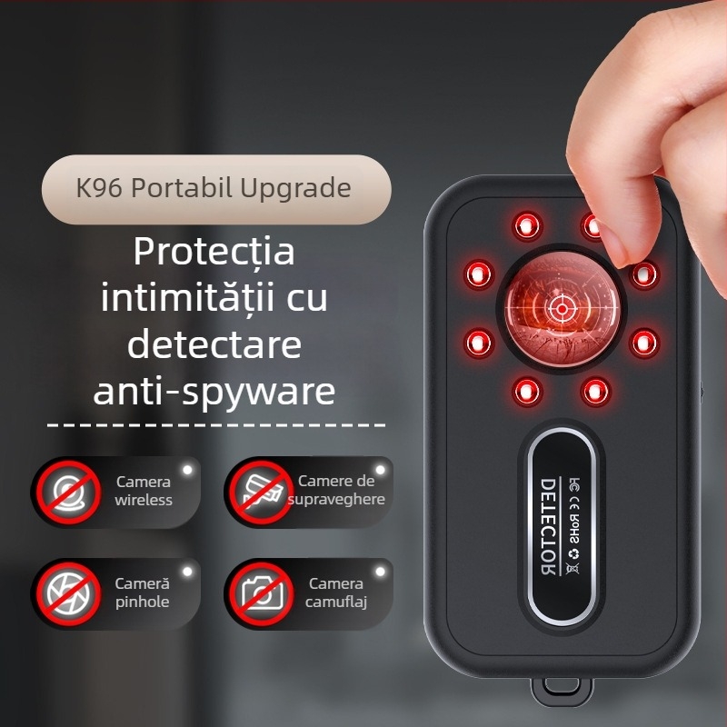 K96 detector infraroșu, wireless, pentru camere ascunse în hoteluri și apartamente închiriate, bandă de frecvență 1-8000 MHz, rază de detecție 0.1-10 m