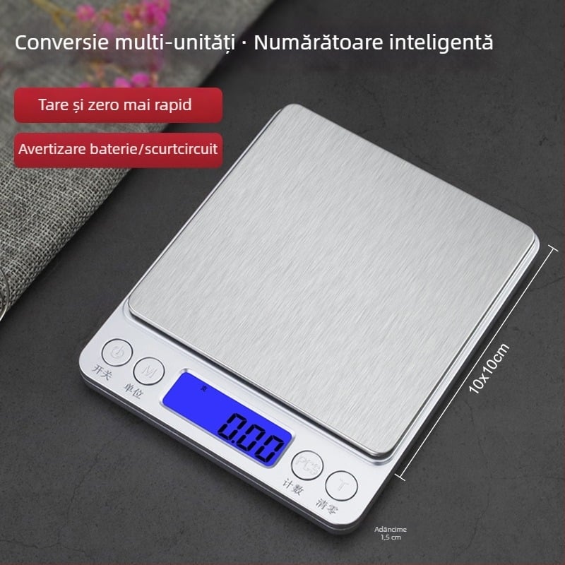 Cântar de bucătărie de precizie pentru uz casnic – cântar electronic, înaltă precizie, compact pentru gătit și cântărirea alimentelor