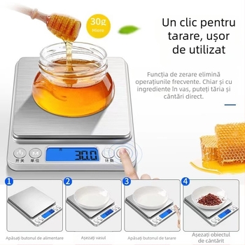 Cântar electronic de bucătărie, înaltă precizie, compact, pentru gramaj și numărare de alimente, model i2000