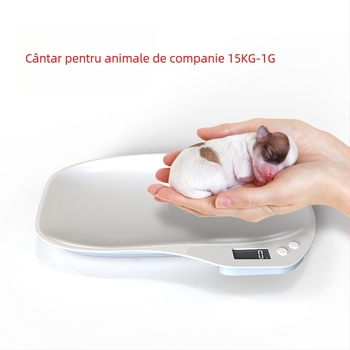 Cântar electronic compact pentru animale de companie (câini și pisici) – cântar digital de bucătărie pentru animale mici, capacitate 15 kg, precizie 1 g