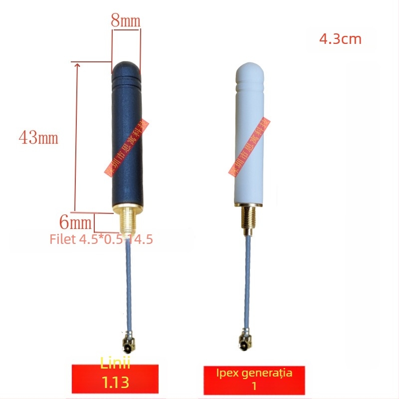 Antena impermeabilă 2.4G mică pentru montaj în carcasă, filet M4.5, pentru 4G/NB/433, cablu IPEX