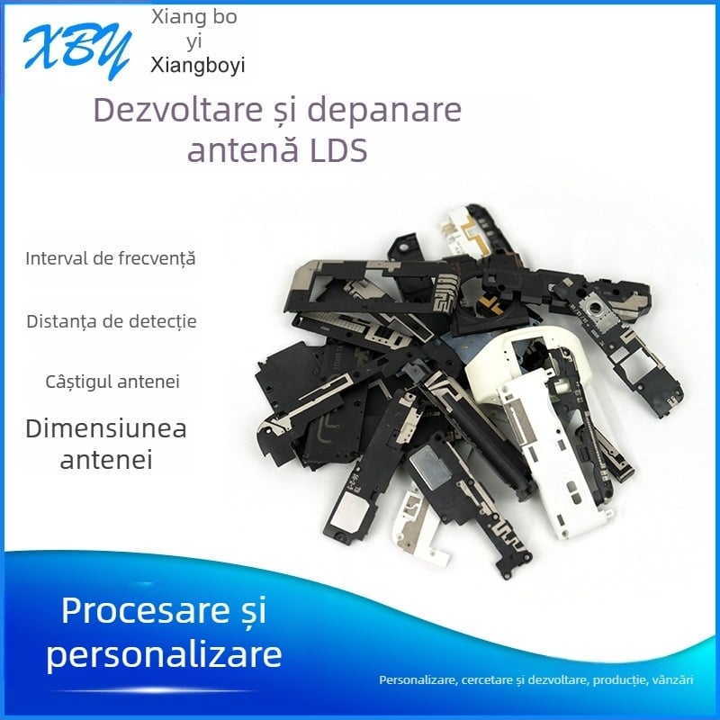 Antena încorporată LDS gravură cu laser pentru ceasuri pentru copii, telefoane mobile și căști Bluetooth — câștig 28 dBi, interval de frecvență 800–5800 MHz, impedanță 50 Ω, SWR configurabil, tensiune de lucru configurabilă