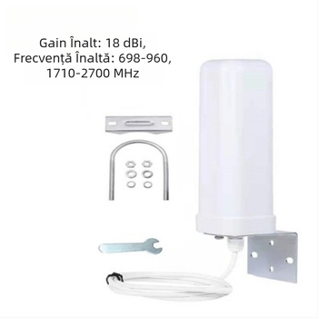 Antena Gun Barrel pentru Router/Modem 3G/4G LTE, Interior/Exterior, 12 dBi câștig, intervalul de frecvențe 698–4900 MHz, 50 Ω, SWR ≤ 1.5, 5 V