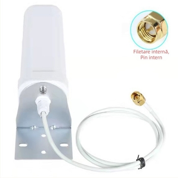 Antena Gun Barrel pentru Router/Modem 3G/4G LTE, Interior/Exterior, 12 dBi câștig, intervalul de frecvențe 698–4900 MHz, 50 Ω, SWR ≤ 1.5, 5 V
