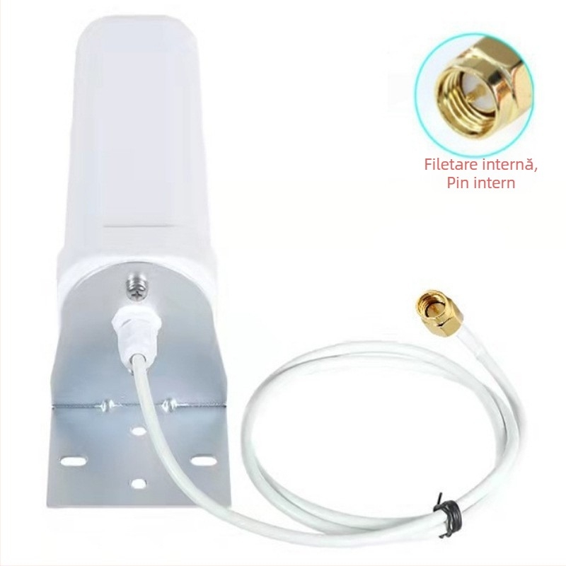 Antena Gun Barrel pentru Router/Modem 3G/4G LTE, Interior/Exterior, 12 dBi câștig, intervalul de frecvențe 698–4900 MHz, 50 Ω, SWR ≤ 1.5, 5 V