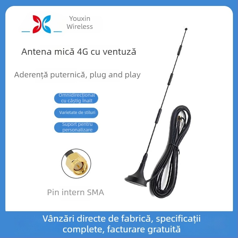 Antena 4G cu ventuză, omnidirecțională, câștig înalt de 10 dBi pentru router și placa de rețea, 700-2700 MHz, 50 Ω, SWR <= 1.5, 3-5 V