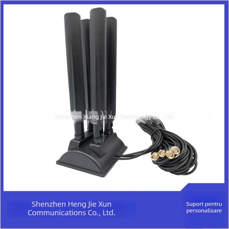 Antena desktop cu ventuză, dual-band 2.4 GHz/5 GHz, 10 dBi câștig, 50 Ω, 600–6000 MHz, SWR ≤1.5