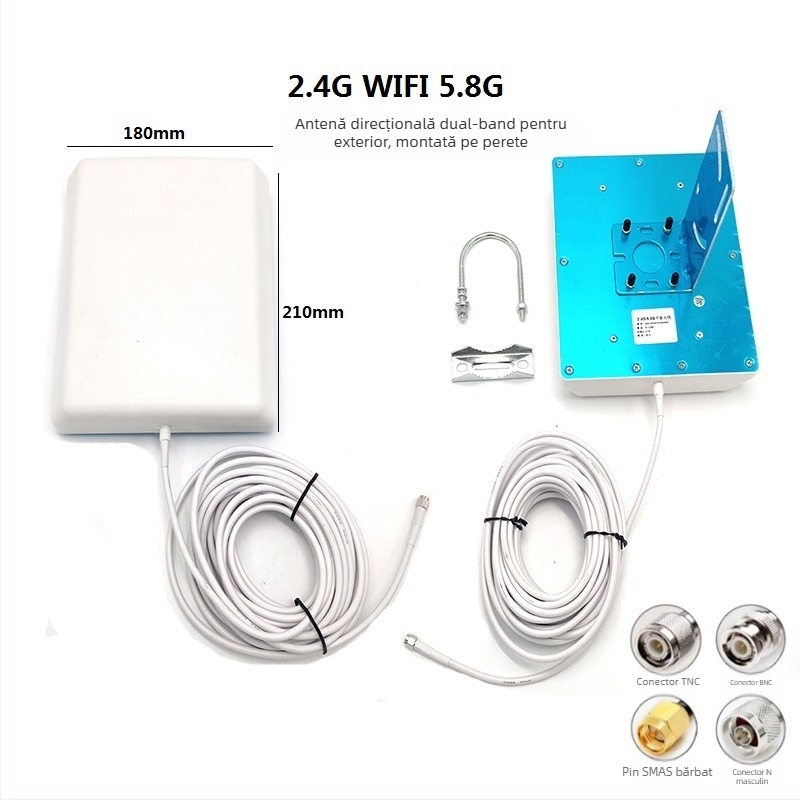 Antena plată cu câștig ridicat, montaj pe perete, pentru WiFi 2.4/5.8 GHz, model TGDZ-BG-WIFI-0102, SWR ≤ 1.5
