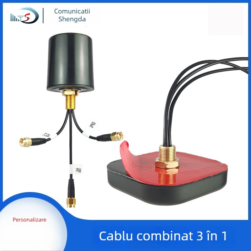 Antena personalizată 3 în 1 pentru 2.4G/5G, GPS, Beidou și WiFi; cablu feeder RF 1,5 m (customizabil); SWR ≤ 1,5; interfață SMA (masculin/feminin) sau IPEX de primă generație