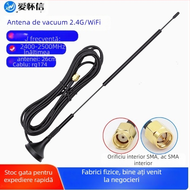 Antena cu ventuză 2.4 GHz, 12 dB câștig, WiFi/Bluetooth IoT antenă