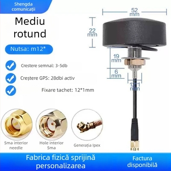 Antena circulară exterior impermeabilă pentru cabinet, 4G/5G dual-band, 2-in-1 GSM/GPRS/WiFi, câștig 28 dB, impedanță 50 Ω, SWR ≤ 2,5, tensiune de lucru 10 V (Model SDTX005)