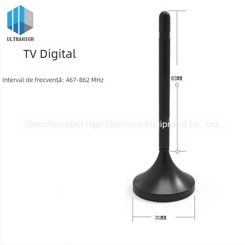 Antena TV digitală pentru unda de pământ, DTMB/DVB-T2/ISDB, montaj cu ventuză, model Tgdz-xptv8-301, brand Extra High Electronic