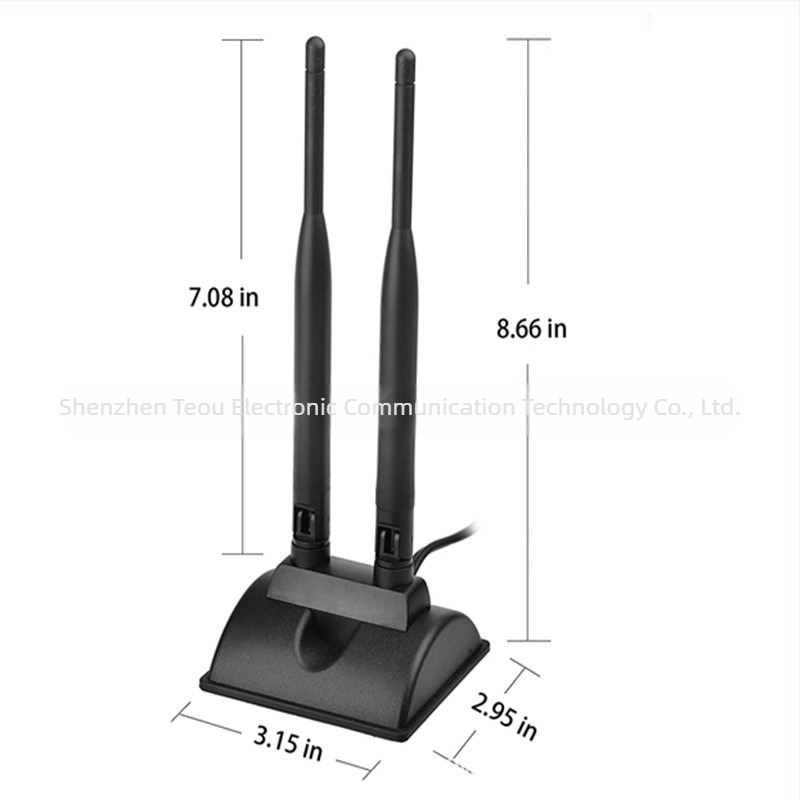 Antena desktop dual-band 2,4/5 GHz, câștig 5 dBi, cablu SMA de 3 m, SWR ≤ 1.5
