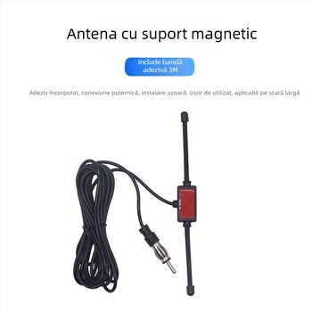Antena auto FM pentru receptor radio cu design horn-patch, câștig 8 dBi, 80–108 MHz, impedanță 50 Ω, SWR ≤1.5