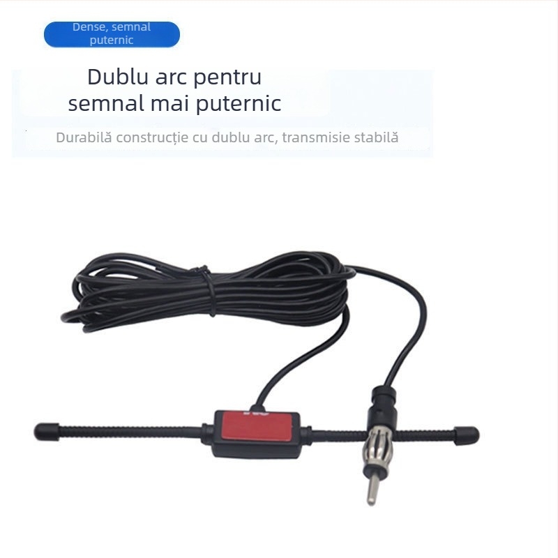 Antena auto FM pentru receptor radio cu design horn-patch, câștig 8 dBi, 80–108 MHz, impedanță 50 Ω, SWR ≤1.5