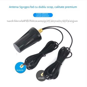 Antena activă exterioară impermeabilă pentru 5G și GPS, dual-band pentru poziționare și navigație, cablu SMA masculin de 1 m, SWR ≤ 1.5