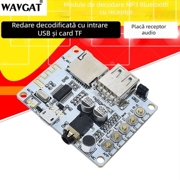 Placuta receptor Bluetooth audio fără fir, cu decodare și redare, suport USB și card TF, ieșire frontală