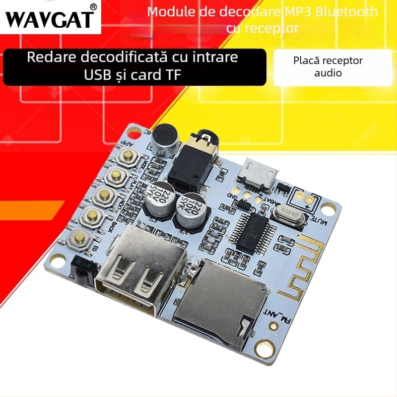 Placuta receptor Bluetooth audio fără fir, cu decodare și redare, suport USB și card TF, ieșire frontală