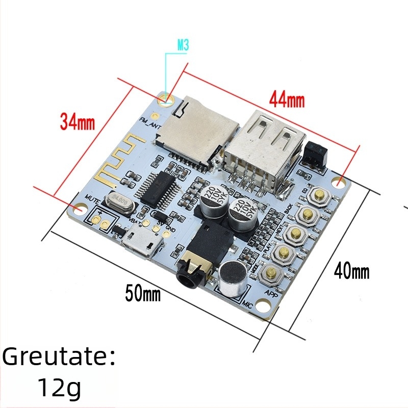 Placuta receptor Bluetooth audio fără fir, cu decodare și redare, suport USB și card TF, ieșire frontală