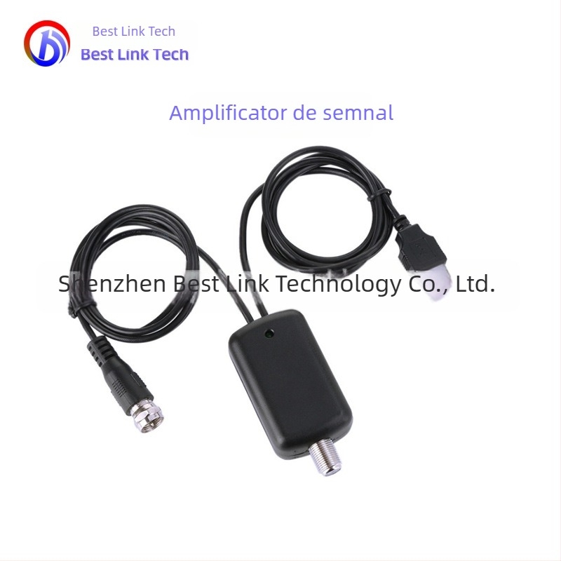 Antena TV interior cu câștig de 25 dBi (frecvențe 172–240 MHz; 470–862 MHz; impedanță 75 Ω; SWR ≤ 2; tensiune de alimentare 5 V)