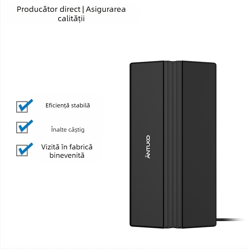 ANTUKO antenă TV pentru interior/exterior, HDTV DVB-T2, HD digital, antenă mobilă, receptor de unde terestre