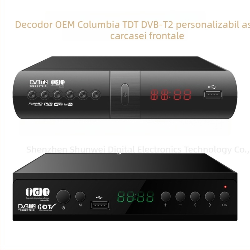 Set-top box DVB-T2 pentru televiziune digitală terestră (procesor dual-core GX, ECOS OS, 1920x1080, interfețe USB/HDMI/Coaxial/Network)